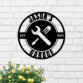 Personalized Metal Garage Sign, Grandpa Grandfather Husband Gift, Garage Decor, Metal Sign for Garage, Custom Garage Sign, Workshop Sign - Thegiftio UK