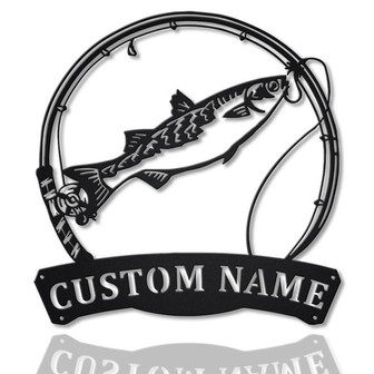 Personalized Mullet Fishing Fish Pole Monogram Metal Sign Art Mullet Fishing Metal Sign Fishing Lover Sign Decoration For Living Room - Thegiftio UK