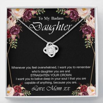 Personalized Necklace Gift For Daughter From Mom, To My Badass Daughter Love Knot Necklace, Mother Daughter Necklace, - Thegiftio UK