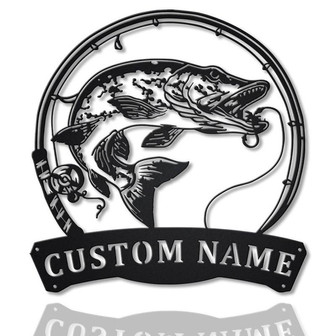 Personalized Northern Pike Fish Pole Metal Sign Art | Custom Northern Pike Fishing Metal Sign | Fishing Gifts Funny | Northern Pike Gift - Thegiftio UK