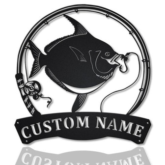 Personalized Opah Fishing Fish Pole Monogram Metal Sign Art , Opah Fishing Fish Metal Sign , Fishing Lover Sign Decoration For Living Room - Thegiftio UK