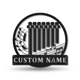 Personalized Pan Flute Monogram Metal Sign Art | Custom Pan Flute Monogram Metal Sign | Musical Instrument Gift | Music Gift - Thegiftio UK
