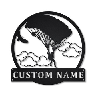 Personalized Parachuting Skydiving v2 Monogram Metal Sign Art | Custom Parachuting Skydiving Metal Sign | Hobbie Gifts | Sport Gift - Thegiftio UK
