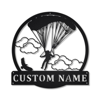 Personalized Parachuting Skydiving v4 Monogram Metal Sign Art | Custom Parachuting Skydiving Metal Sign | Hobbie Gifts | Sport Gift - Thegiftio UK