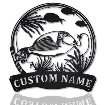 Personalized Parrot Fishing Fish Pole Metal Sign Art | Custom Parrot Fishing Fishing Metal Sign | Parrot Fishing Gift - Thegiftio UK