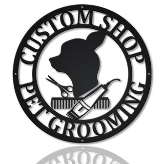 Personalized Pet Grooming Monogram Metal Sign Art Custom Pet Grooming Metal Sign Pets Lover Sign Decoration For Living Room - Thegiftio