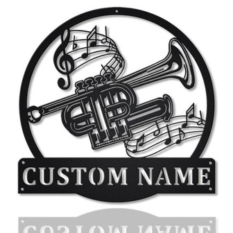 Personalized Piccolo Trumpet Metal Sign Art | Custom Piccolo Trumpet Metal Wall Art Bedroom Decor | Custom Trumpet Decor Decoration - Thegiftio UK