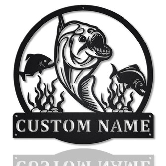 Personalized Piranha Fish Metal Sign Art | Custom Piranha Fish Metal Sign | Fishing Gift | Beach Funny - Thegiftio UK