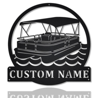 Personalized Pontoon Boat Metal Sign Art v2 | Custom Pontoon Boat Monogram Metal Sign | Pontoon Boat Gifts | Job Gift | Home Decor - Thegiftio UK