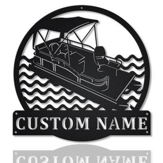 Personalized Pontoon Boat Metal Sign Art v5 | Custom Pontoon Boat Monogram Metal Sign | Pontoon Boat Gifts | Job Gift | Home Decor - Thegiftio UK