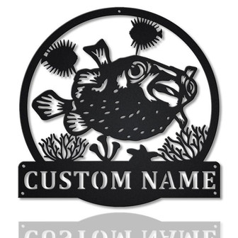 Personalized Porcupinefish MonogramMetal Sign Art | Custom Porcupinefish Monogram Metal Sign | Porcupinefish Gifts | Decor Decoration - Thegiftio UK