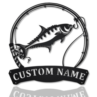 Personalized Queen Fishing Fish Pole Monogram Metal Sign Art , Custom Queen Fish Metal Sign, Fishing Lover Sign Decoration For Living Room - Thegiftio UK