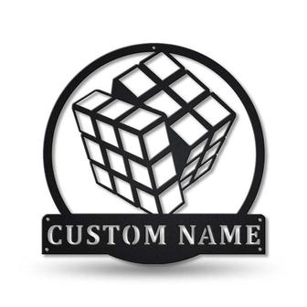 Personalized Rubiks Monogram Metal Sign Art | Custom Rubiks Monogram Metal Sign | Hobbie Gifts | Sign Decoration | Birthday Gift - Thegiftio UK