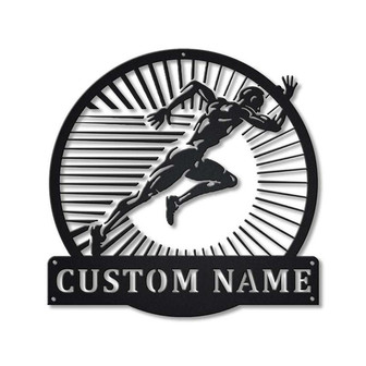 Personalized Running Monogram Metal Sign Art | Custom Running Sport Metal Sign | Hobbie Gifts | Sport Gift | Birthday Gift - Thegiftio UK