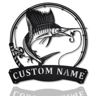 Personalized Sailfish Fishing Fish Pole Metal Sign Art | Custom Sailfish Fishing Metal Sign | Sailfish Fishing Gift | Decor Decoration - Thegiftio UK