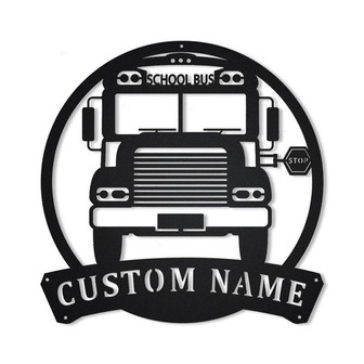 Personalized School Bus Driver Metal Sign Art | Custom School Bus Driver Monogram Metal Sign | Bus Driver Gifts | Job Gift | Home Decor - Thegiftio UK
