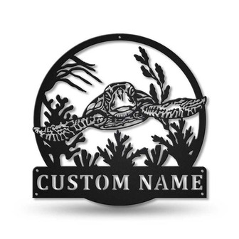 Personalized Sea Turtle Metal Sign Art v2 | Custom Sea Turtle Monogram Metal Sign | Sea Turtle Gifts | Decor Decoration - Thegiftio UK