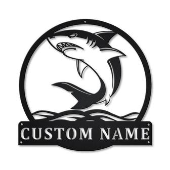 Personalized Shark Monogram Metal Sign Art | Custom Shark Monogram Metal Sign | Birthday Gift | Animal Funny | Father&#39;s Day Gift - Thegiftio UK