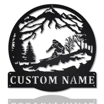 Personalized Skiing Monogram Metal Sign Art | Custom Skiing Metal Sign | Hobbie Gifts | Sport Gift | Birthday Gift - Thegiftio UK