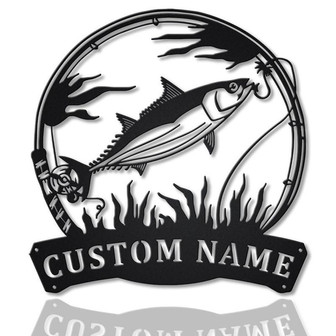 Personalized Skipjack Tuna Fishing Fish Pole Metal Sign Art | Custom Tuna Fishing Metal Sign | Tuna Fishing Funny | Tuna Fishing Gift - Thegiftio UK
