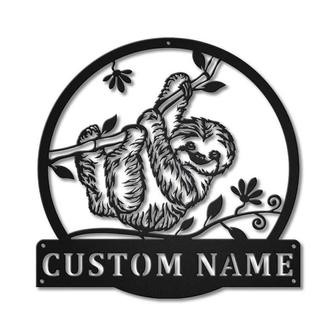 Personalized Sloth Monogram Metal Sign Art | Custom Sloth Monogram Metal Sign | Animal Funny | Father&#39;s Day Gift | Pets Gift - Thegiftio UK