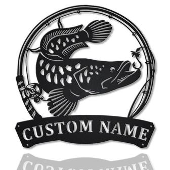 Personalized Snakehead Fish Pole Monogram Metal Sign Art , Custom Snakehead Fish Metal Sign, Fishing Lover Sign Decoration For Living Room - Thegiftio UK