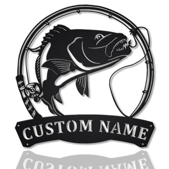 Personalized Snapper Fishing Fish Pole Metal Sign Art | Custom Snapper Fishing Metal Sign | Fishing Lover Home Decor | Snapper Fishing Gift - Thegiftio UK