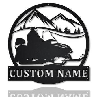 Personalized Snowmobiling Monogram Metal Sign Art | Snowmobiling Metal Sign | Housewarming Outdoor Metal - Thegiftio UK