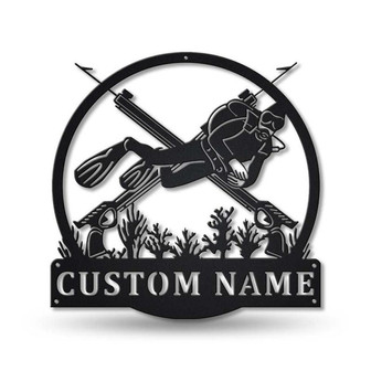 Personalized Spearfishing Sport Monogram Metal Sign Art | Custom Spearfishing Sport Metal Sign | Hobbie Gifts | Sport Gift | Birthday Gift - Thegiftio UK
