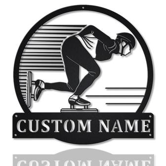 Personalized Speed Skating Monogram Metal Sign Art ,Custom Speed Skating Metal Sign, Speed Skating Lover Sign Decoration For Living Room - Thegiftio UK