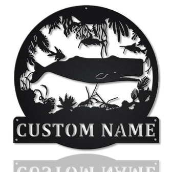 Personalized Sperm Whale MonogramMetal Sign Art | Custom Sperm Whale Monogram Metal Sign | Whale Gifts | Decor Decoration - Thegiftio