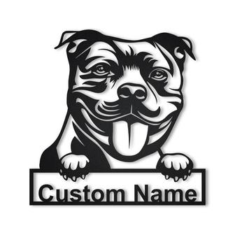 Personalized Staffordshire Bull Terrier Metal Sign Art | Custom Staffordshire Bull Terrier Metal Sign | Father&#39;s Day Gift | Pets Gift - Thegiftio UK