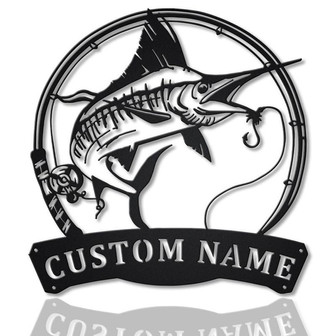 Personalized Swordfish Fishing Fish Pole Metal Sign Art | Custom Swordfish Fishing Metal Sign | Swordfish Fishing Gift | Decor Decoration - Thegiftio UK