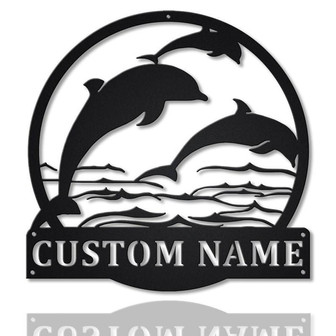 Personalized Three Dolphin Metal Sign Art | Custom Dolphin Metal Sign | Beach Funny Gift | Decor Decoration | Birthday Gift - Thegiftio UK