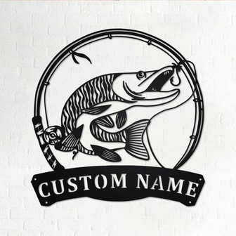 Personalized Tiger Muskellunge Fish Metal Sign | Fishing Metal Wall Art | Fishing Metal wall Decor | Fishing Lover | Custom Fishing|Fishman - Thegiftio UK