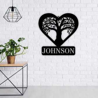 Personalized Tree of Life Metal Sign, Outdoor Sign, Tree of Life Wall Art, Family Last Name Sign, Tree of Life Wall Decor, Door Hanger - Thegiftio UK