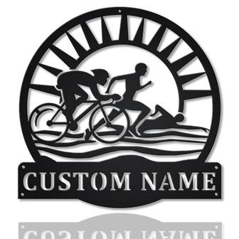 Personalized Triathlon Monogram Metal Sign Art | Custom Triathlon Sport Metal Sign | Hobbie Gifts | Sport Gift | Birthday Gift - Thegiftio UK