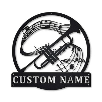Personalized Trumpet Monogram Metal Sign Art | Custom Trumpet Monogram Metal Sign | Trumpet Gifts for Men | Trumpet Male Gift | Music Gift - Thegiftio UK