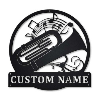 Personalized Tuba Music Monogram Metal Sign Art | Custom Tuba Music Monogram Metal Sign | Tuba Music Gifts for Men | Musical Instrument - Thegiftio UK