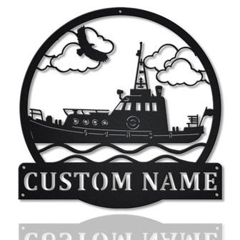 Personalized Tugboat Monogram Metal Sign Art | Custom Tugboat Metal Sign | Tugboat Gifts Funny | Ship Gift | Tugboat Custom - Thegiftio UK
