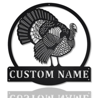 Personalized Turkey Bird Monogram Metal Sign Art , Custom Turkey Bird Metal Sign, Animal Lover Sign Decoration For Living Room - Thegiftio UK