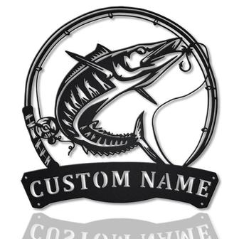 Personalized Wahoo Fishing Fish Pole Metal Sign Art | Custom Wahoo Fishing Metal Sign | Wahoo Fishing Gift | Decor Decoration |Birthday Gift - Thegiftio UK