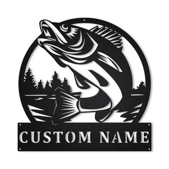 Personalized Walleye Fishing Metal Sign Art | Custom Walleye Fishing Metal Sign | Walleye Fishing Gifts for Men | Walleye Fishing Gift - Thegiftio UK