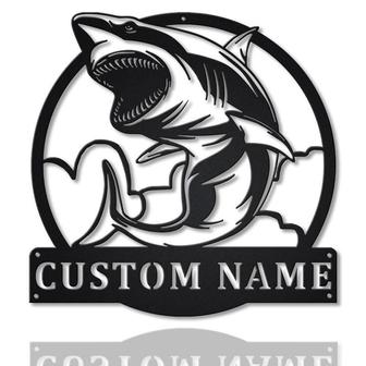 Personalized White Shark Monogram Metal Sign Art | Custom White Shark Monogram Metal Sign | Birthday Gift | Animal Funny | Father&#39;s Day Gift - Thegiftio UK