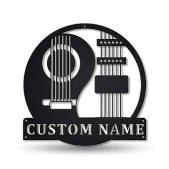 Personalized Yin Yang Guitar Monogram Metal Sign Art | Custom Yin Yang Guitar Monogram Metal Sign | Yin Yang Guitar Gift | Music Gift - Thegiftio UK