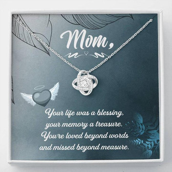 Personalizedecor Mom Rememberance Love Knot Necklace With Wooden Box - Thegiftio UK