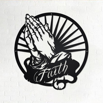 Praying Hands Metal Wall Art, Praying Hands Decoration For Room, Praying Hands Home Decor, Praying Hands Faith Metal Sign, Faith Metal Decor - Thegiftio UK