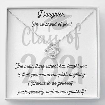 Proud Of My Daughter - 2021 Graduate Love Knot Necklace - Thegiftio UK