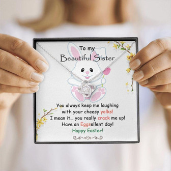 Sister Necklace, Happy Easter Day To My Sister, Gifts For Sister, Sister Necklace With Message Card, Easter Gifts For Sister, Easter Necklace For Sister - Thegiftio UK