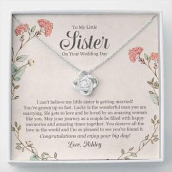 Sister Necklace, Personalized Necklace Little Sister Wedding Gift , Gift For Sister On Wedding Day Custom Name - Thegiftio UK